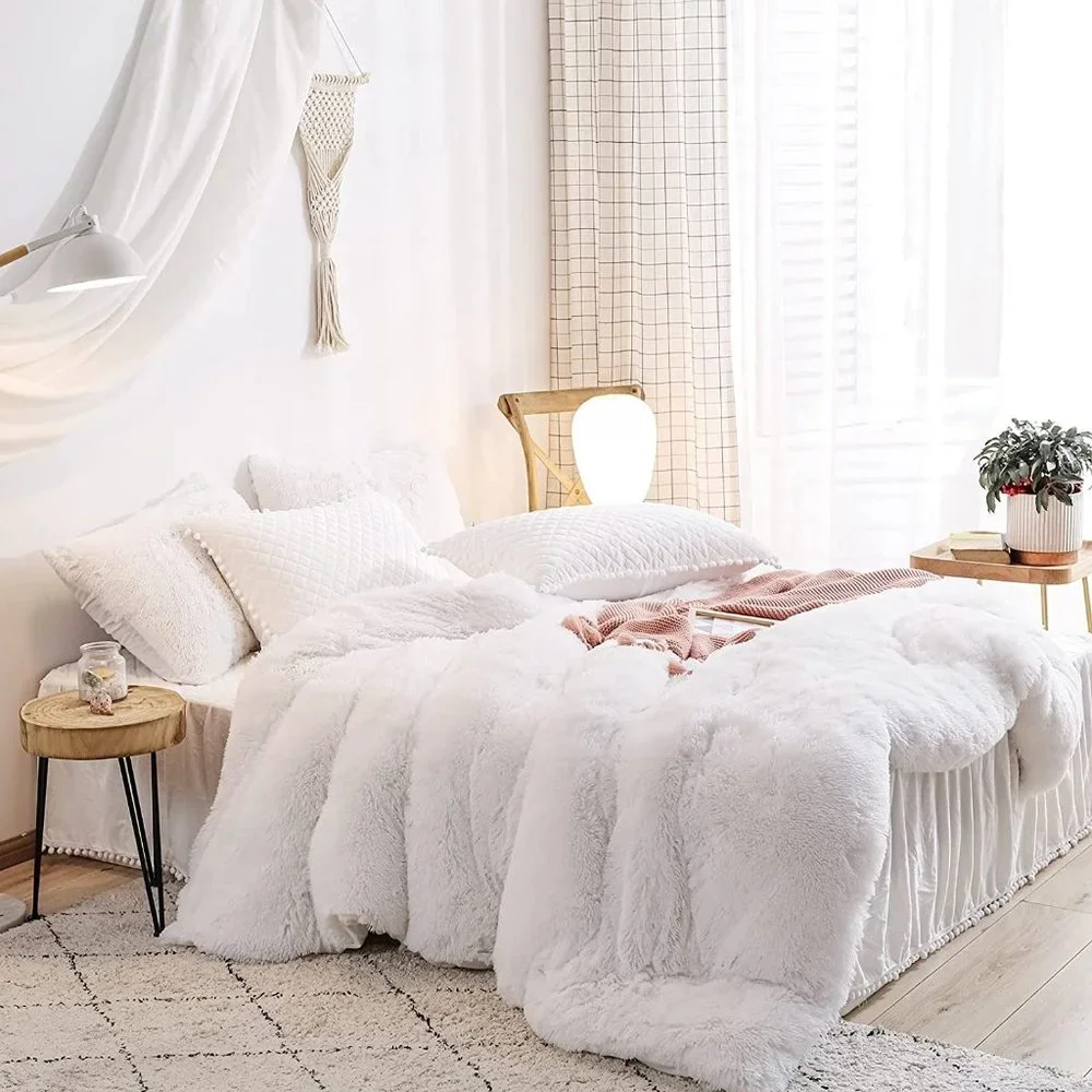 - New Luxury Faux Fur Duvet Cover,Cute Plush Comforter Set (1 Faux Fur Duv… - Picture 5 of 14